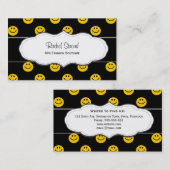 Yellow Happy Face Pattern Black Business Cards Visitenkarte (Vorne/Hinten)