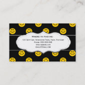 Yellow Happy Face Pattern Black Business Cards Visitenkarte (Rückseite)