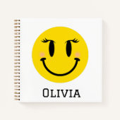 Yellow Happy Girly Face, Fun Personalisiert Notizblock (Vorderseite)