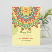 Yellow Happy Holi Einladung (Stehend Vorderseite)