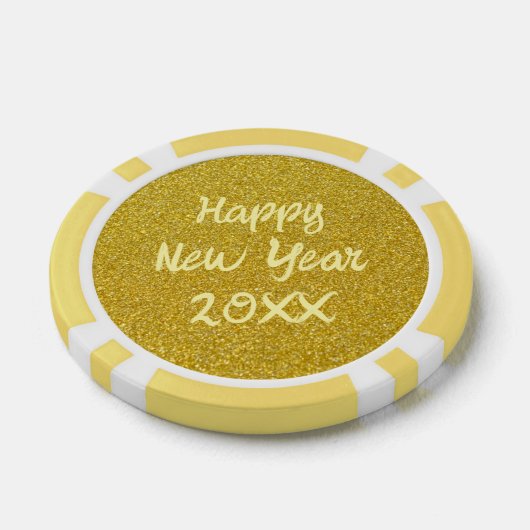 Yellow Happy New Year Pokerchips (Einzeln)