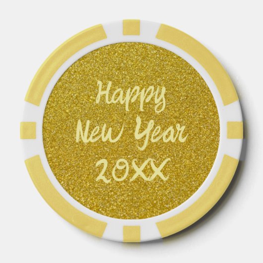 Yellow Happy New Year Pokerchips (Vorderseite)