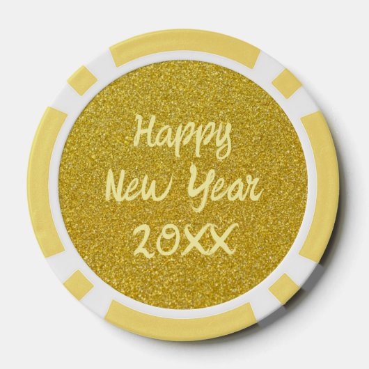 Yellow Happy New Year Pokerchips (Rückseite)