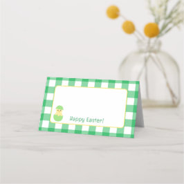 Yellow Happy Spring Chick Easter B Green Check Platzkarte