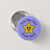 Yellow Happy Star Great Work Button (Vorne & Hinten)