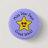 Yellow Happy Star Great Work Button (Vorderseite)