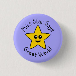 Yellow Happy Star Great Work Button