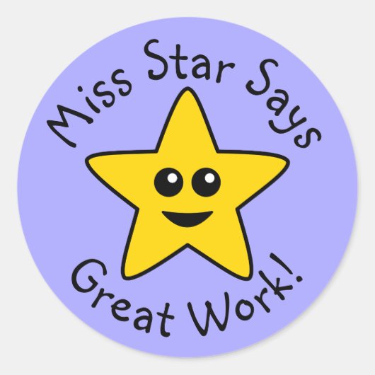 Yellow Happy Star Great Work Stickers (Vorderseite)