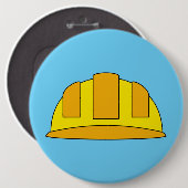 Yellow Hard Hat Cartoon Button (Vorne & Hinten)