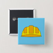 Yellow Hard Hat Cartoon Button (Vorne & Hinten)