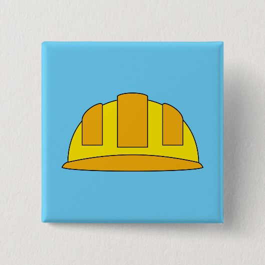 Yellow Hard Hat Cartoon Button (Vorderseite)