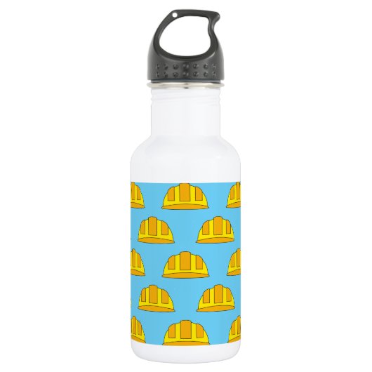 Yellow Hard Hat Cartoon Edelstahlflasche (Vorderseite)