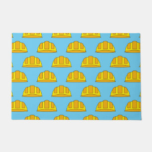 Yellow Hard Hat Cartoon Fußmatte