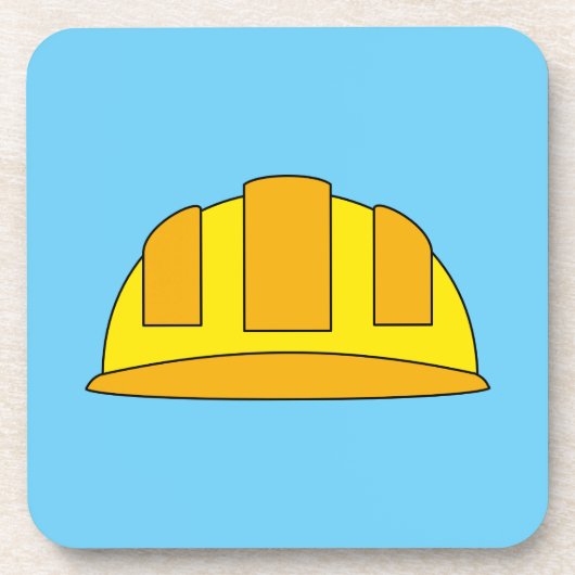 Yellow Hard Hat Cartoon Getränkeuntersetzer (Vorderseite)