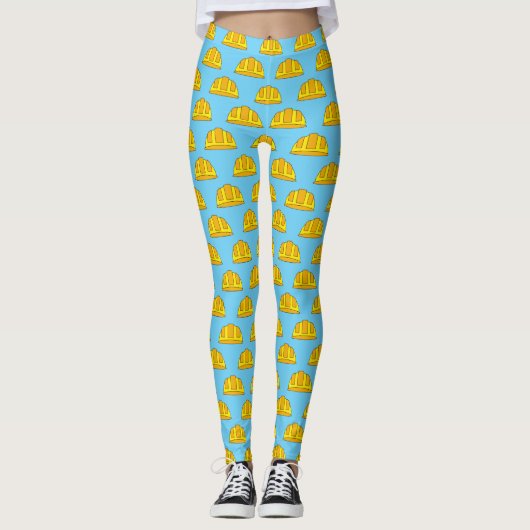 Yellow Hard Hat Cartoon Leggings (Vorderseite)