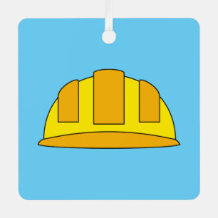 Yellow Hard Hat Cartoon Ornament Aus Metall