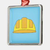 Yellow Hard Hat Cartoon Ornament Aus Metall (Links)