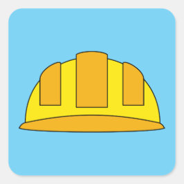 Yellow Hard Hat Cartoon Quadratischer Aufkleber