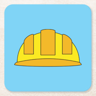 Yellow Hard Hat Cartoon Rechteckiger Pappuntersetzer