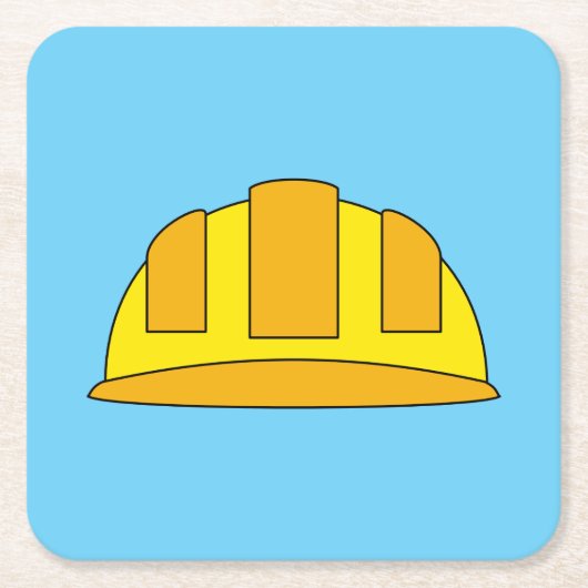 Yellow Hard Hat Cartoon Rechteckiger Pappuntersetzer (Vorderseite)