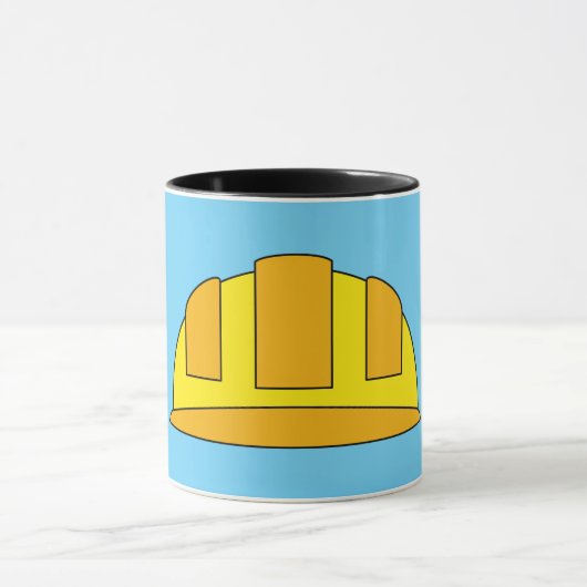 Yellow Hard Hat Cartoon Tasse (Zentrum)