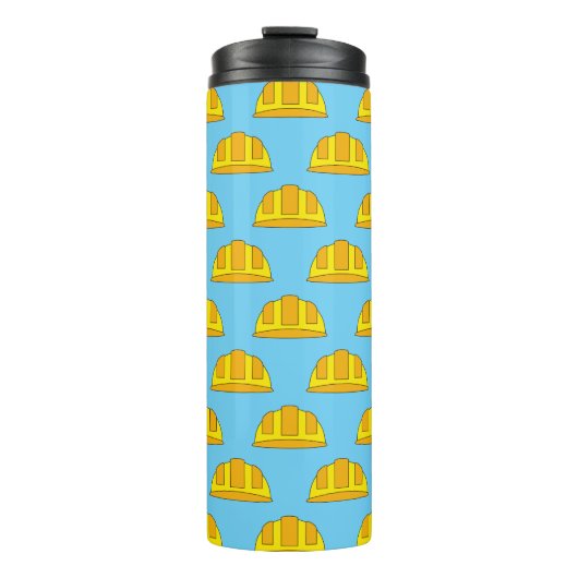 Yellow Hard Hat Cartoon Thermosbecher (Vorderseite)