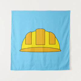 Yellow Hard Hat Cartoon Wandteppich