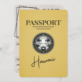 Yellow Hawaii Passport Save the Date (Vorne/Hinten)