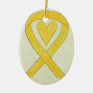 Yellow Heart Awareness Ribbon Keramik Art Collecti Keramik Ornament
