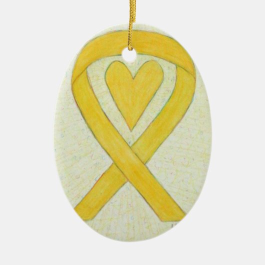 Yellow Heart Awareness Ribbon Keramik Art Collecti Keramik Ornament (Vorne)