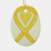 Yellow Heart Awareness Ribbon Keramik Art Collecti Keramik Ornament (Hinten)