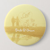 Yellow Heart Beach Hochzeit Button (Vorderseite)