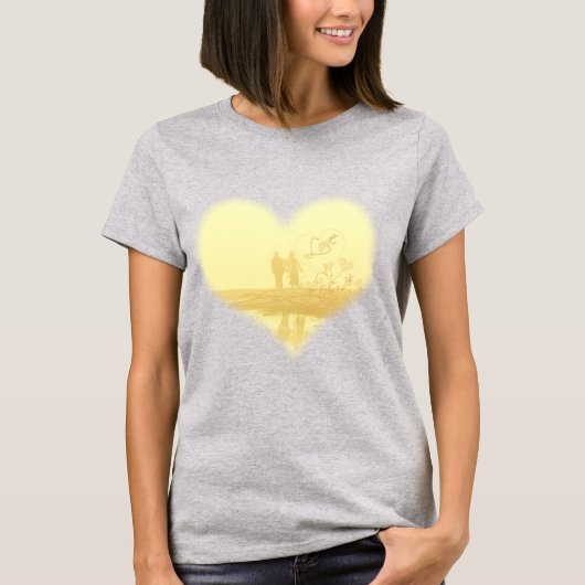 Yellow Heart Beach Hochzeit T-Shirt (Vorderseite)