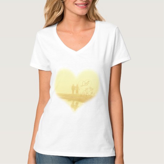 Yellow Heart Beach Hochzeit T-Shirt (Vorderseite)
