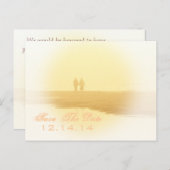 Yellow Heart Beach Save the Date Ankündigungspostkarte (Vorne/Hinten)