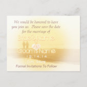 Yellow Heart Beach Save the Date Ankündigungspostkarte (Rückseite)