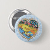 Yellow Heart Bird-Brauch Button (Vorne & Hinten)
