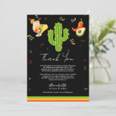 Yellow Heart Cactus Fiesta Liebe Danke Einladung (Stehend Vorderseite)