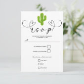 Yellow Heart Cactus Fiesta Liebe Wedding RSVP Karte (Stehend Vorderseite)