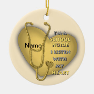 Yellow Heart School Nurse Keramik Ornament