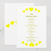 Yellow Hearts Design Hochzeit Menükarte (Vorne/Hinten)