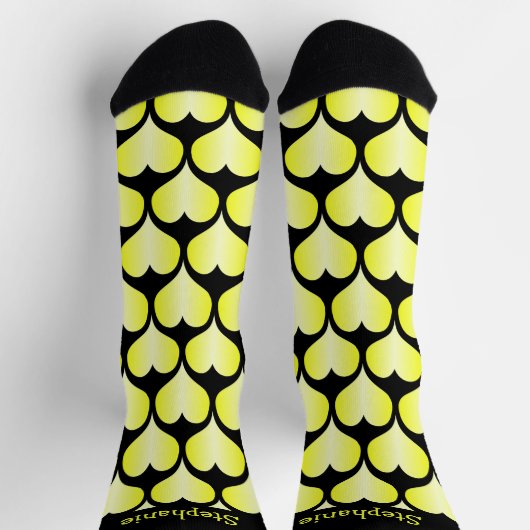 Yellow Hearts Design Personalisiert Socken (Oben)