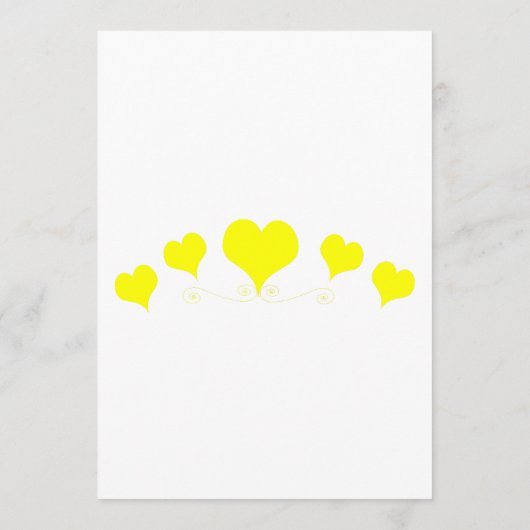 Yellow Hearts Design Wedding Menükarte (Rückseite)