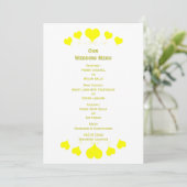 Yellow Hearts Design Wedding Menükarte (Stehend Vorderseite)