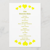 Yellow Hearts Design Wedding Menükarte (Vorderseite)