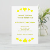 Yellow Hearts Design Wedding Programm (Stehend Vorderseite)