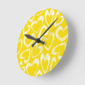 Yellow hearts Wall Clock Runde Wanduhr (Winkel)