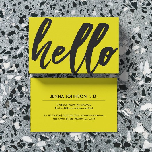 Yellow Hello | Extravagantes Script Sunshine Yello Visitenkarte