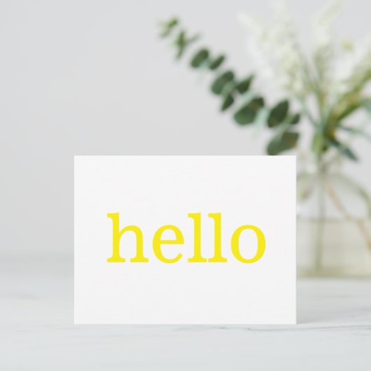Yellow Hello Postcard Postkarte (Stehend Vorderseite)