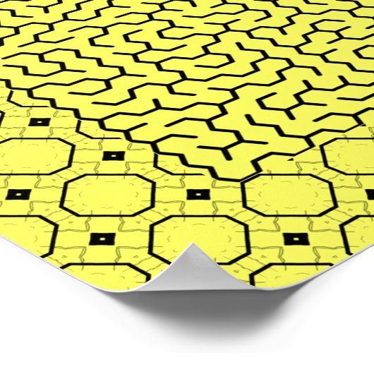 Yellow Hexagon Maze Poster (Ecke)